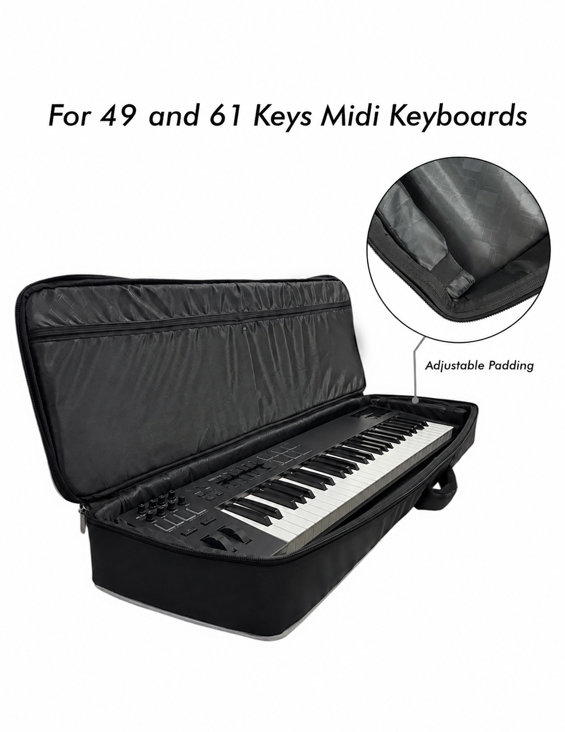 Olive OL-MIDI 61 Midi Keyboard Bag for 61 and 49 keys midi, 15mm Foam Padding, Shoulder Straps,
