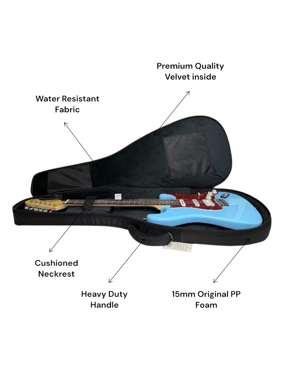 Olive OL-EGT Electric Guitar Bag for Travel, 15mm PP Foam Padding, GIg Bag for All Brand Electric Guitar, Water Resistant, Shoulder Straps