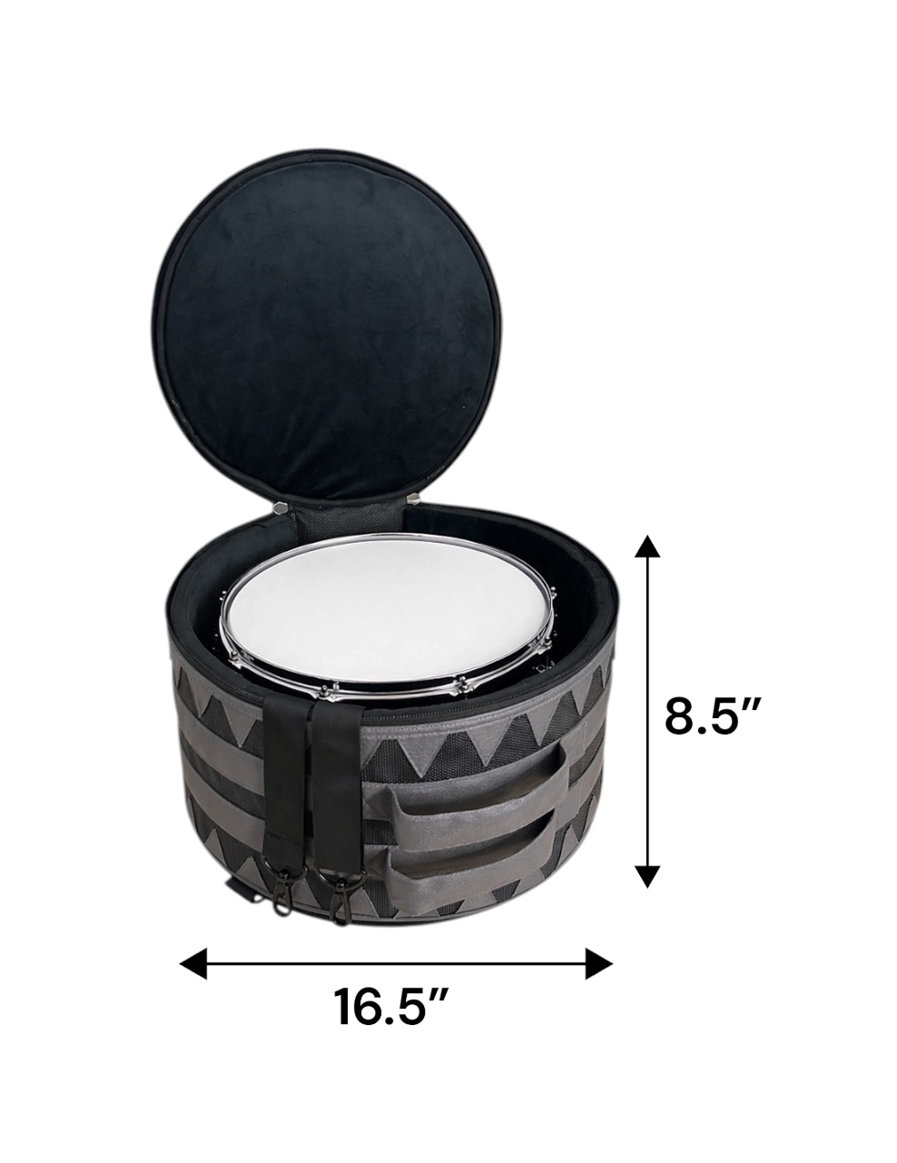 Olive OL-PRO SNARE Professional Snare Drum Bag, Vegan Leather Material, Hanging Strap, 15mm foam padding with 1mm fiber sheet, for 16.5