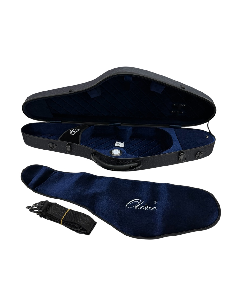Olive OL-CSV-F18 ( Blue ) Carbon Fiber Violin Case for Flight and travel, Lightweight and easy to carry, shoulder strap, water resistant