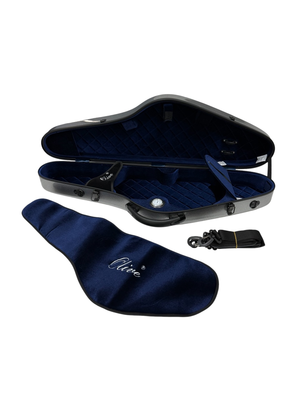 Carbon Fiber Violin Instrument Case – Lightweight Hard Case with Hygrometer | Olive Cases OL-CSV-F18 GREY