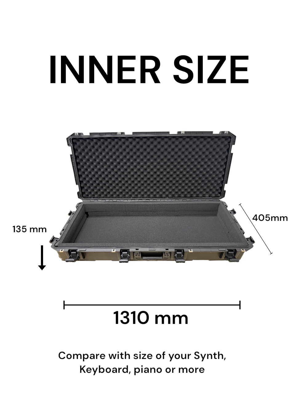 Olive IM-KB4006 Injection Molded Hardcase for 76-keys Montage M7, MODX M7, Adjustable Foam, Trolley with Wheels, For Flight