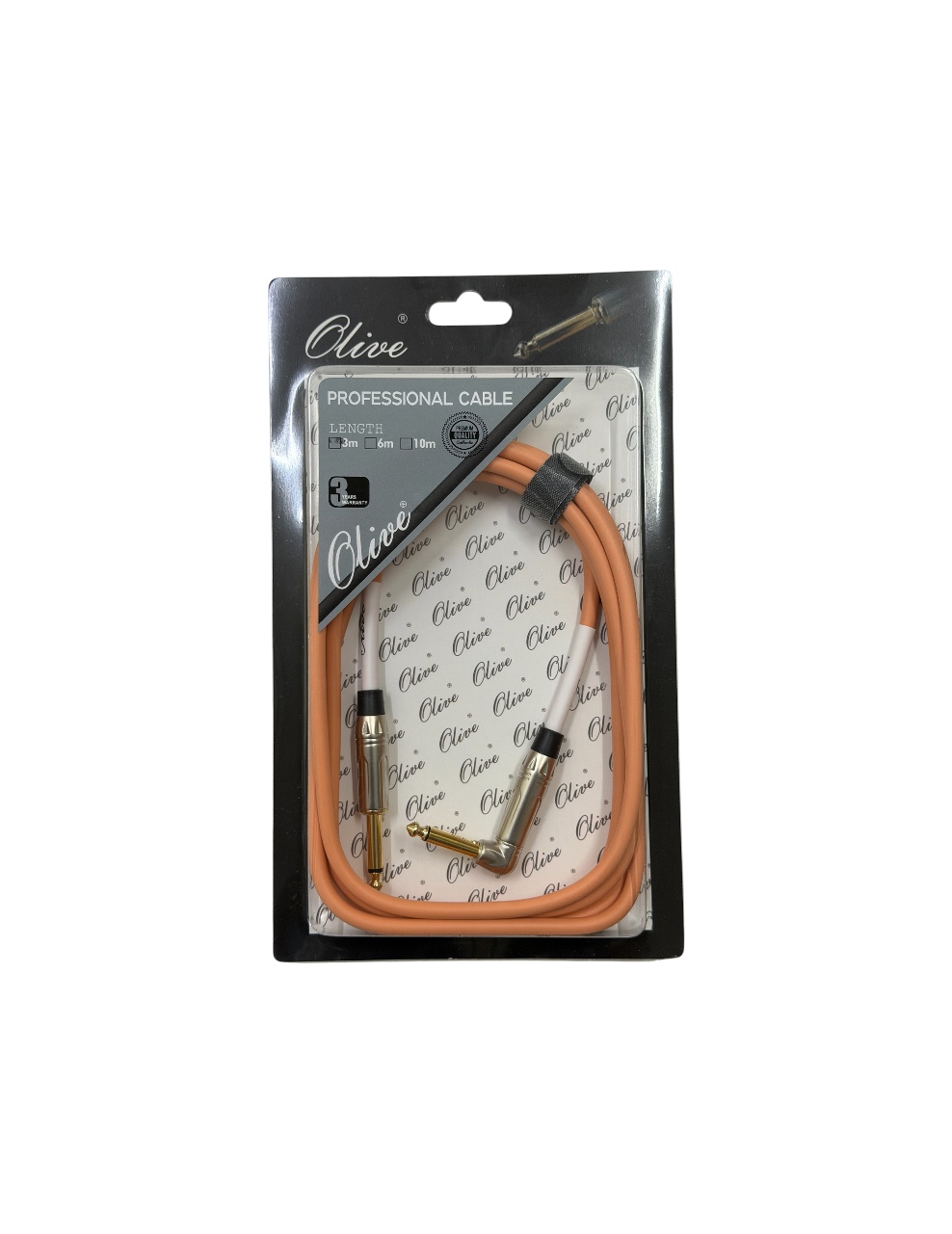 Olive Guitar Cable 3m Orange Right-Angled Jack, OL-IC-O03, 3 years warranty
