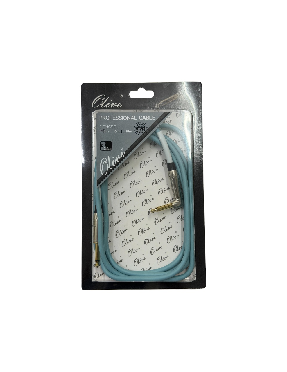 Olive Guitar Cable 3m Blue Right-Angled Jack, OL-IC-BL03
