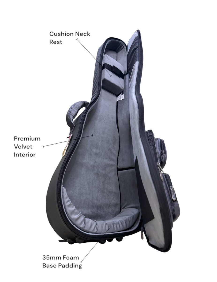 Olive OL-PRO ACOUSTIC Professional Acoustic Guitar Gig Bag, 15mm foam padding, Extra 35mm Base Padding, Shockproof, Dual Pocket