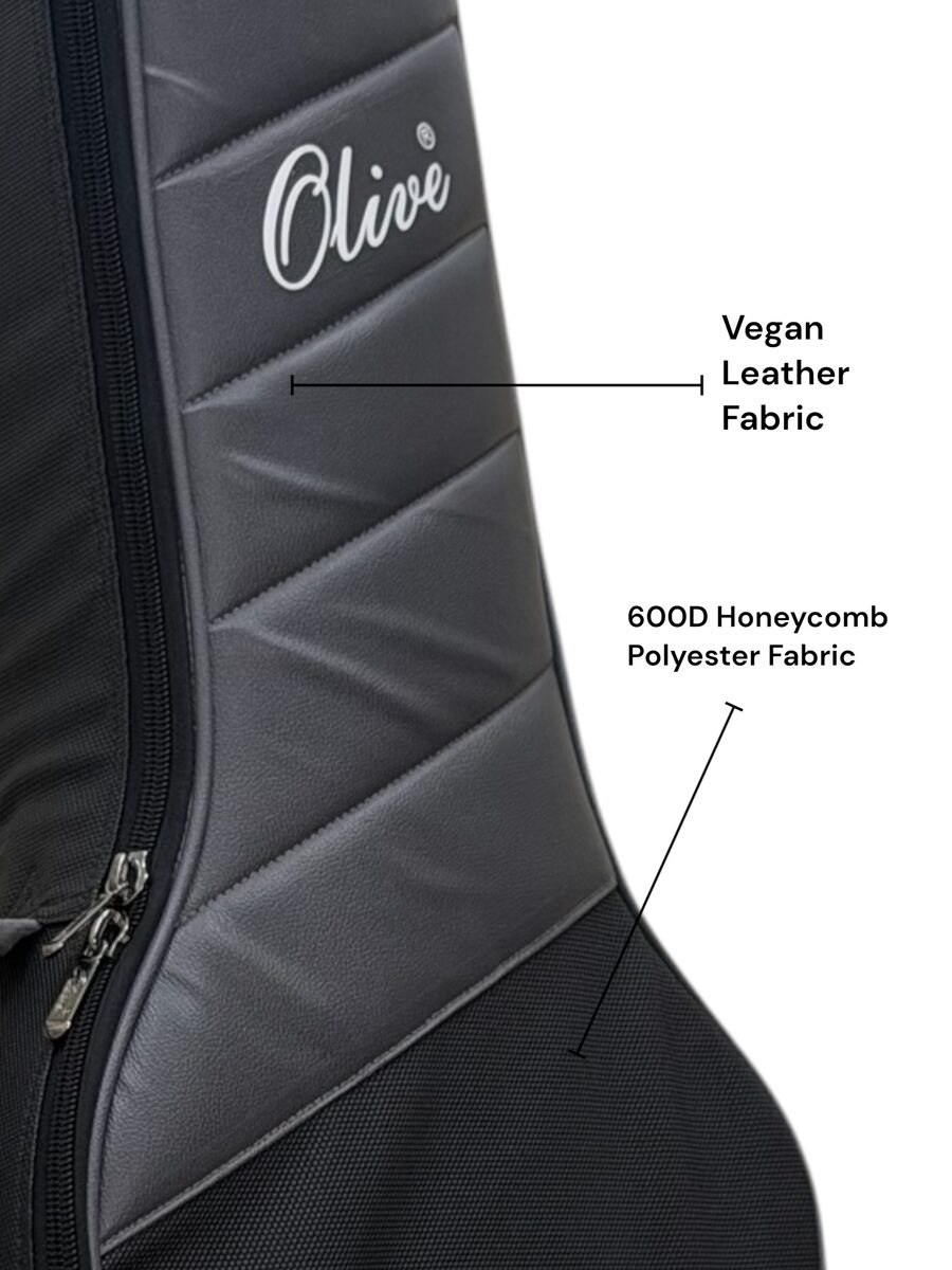 Olive OL-PRO ACOUSTIC Professional Acoustic Guitar Gig Bag, 15mm foam padding, Extra 35mm Base Padding, Shockproof, Dual Pocket